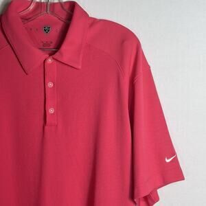 Nike Golf DriFIT Polo Shirt Men XL Pink Performance Knit Short Sleeve Swish Logo
